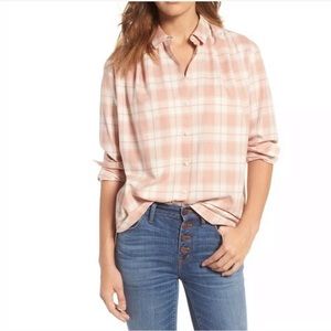 MADEWELL 100% COTTON PINK PLAID BUTTON DOWN SHIRT